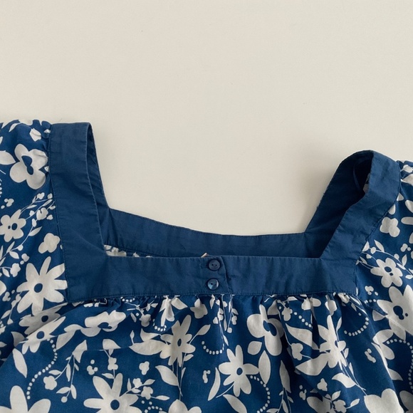 Faded Glory Top 2X Blue White Floral Blouse Mature Summer Retro Relaxed Y2K 90’ - Picture 9 of 11